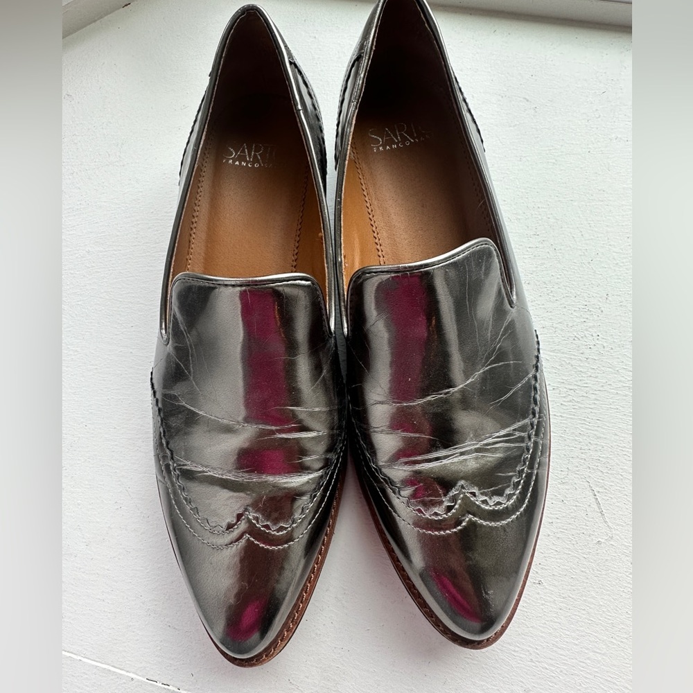 Franco Sarto metallic silver loafers
